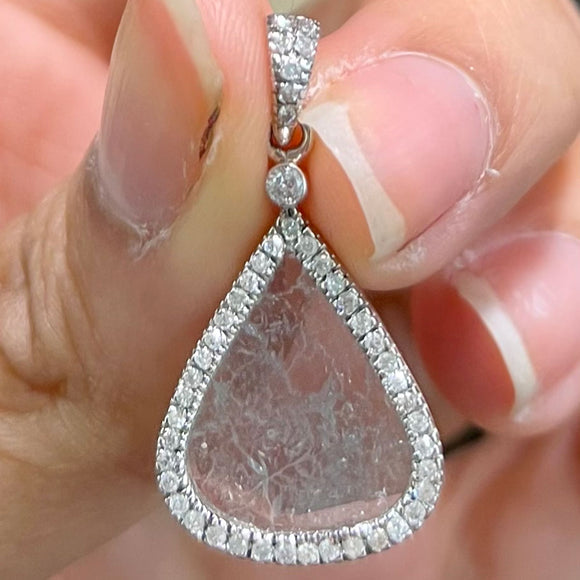 Unique Pear Shaped Rose Cut Diamond Pendant
