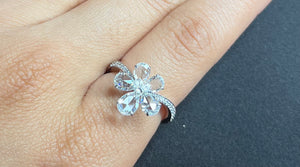 Rose Cut and Briolette Diamond Flower Ring