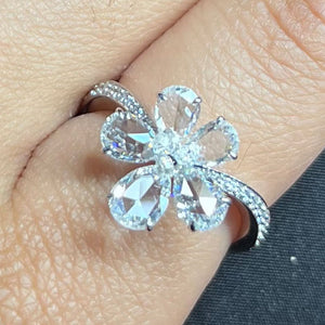 Rose Cut and Briolette Diamond Flower Ring