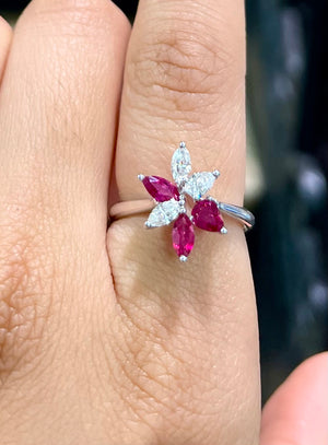 Ruby & Diamond Petals Ring