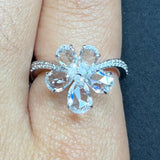 Rose Cut and Briolette Diamond Flower Ring