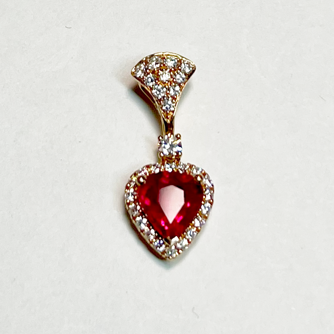 Pear Shaped Ruby & Diamond Pendant