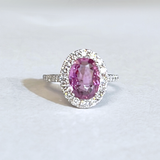 Pink Sapphire Diamond Halo Ring