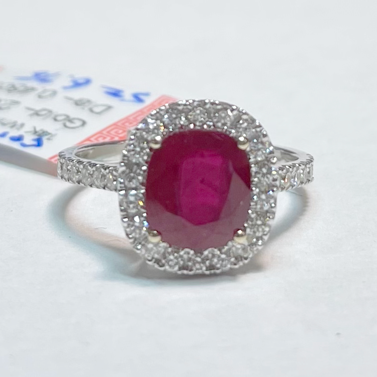 Ruby Diamond Halo Ring