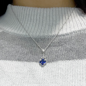 Blue Sapphire & Diamond Clover Pendant
