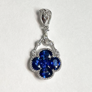 Blue Sapphire & Diamond Clover Pendant